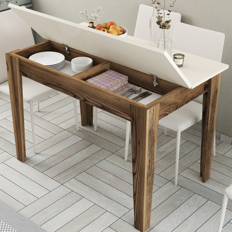 Table de cuisine, Noyer, Crème, crème