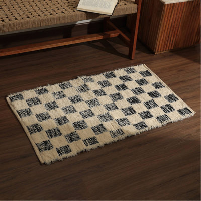 Tapis à carreaux 36 po x 24 po Checker - Élégant tapis décoratif pour le salon, la chambre à coucher