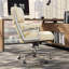Chaise de bureau pivotante en cuir véritable avec base en aluminium-133427569
