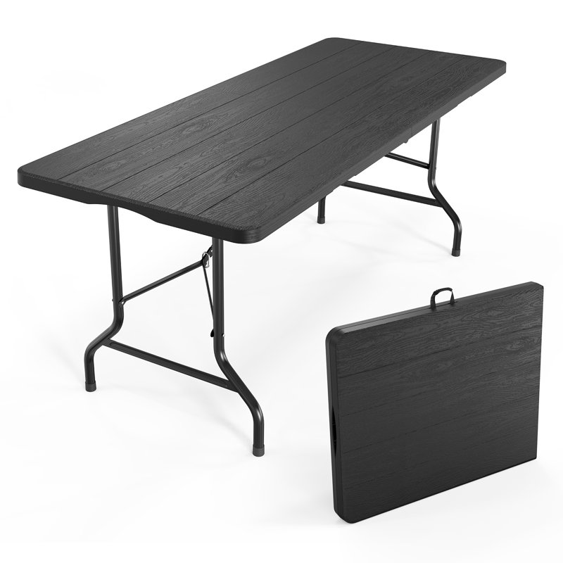 Coffee Colour Patio Folding Table Rectangular, Black
