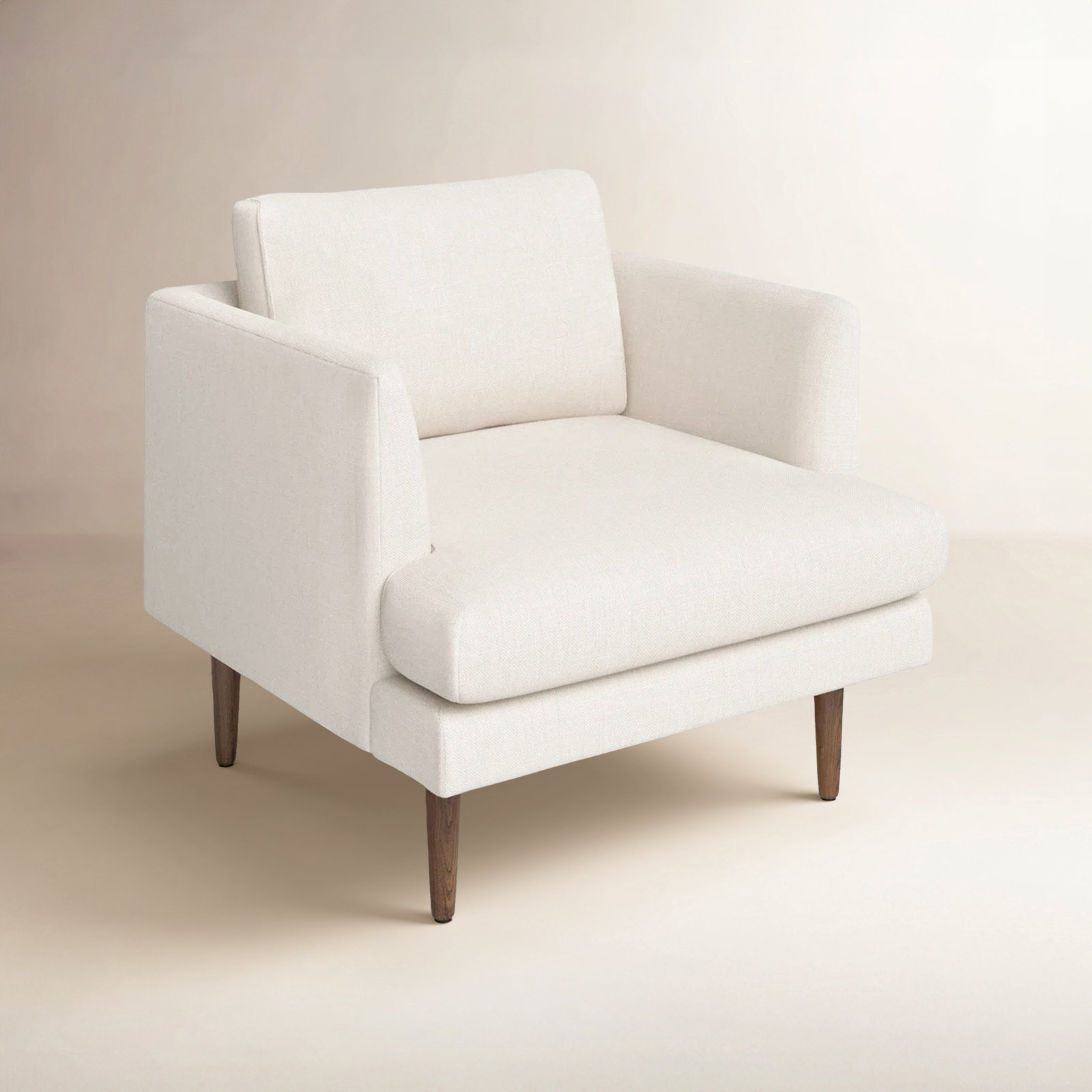 Miller Walnut Armchair, Ivory Linen Blend 