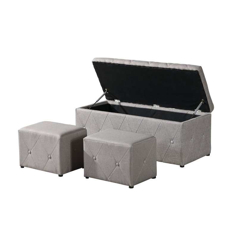 Banc de rangement rembourré en lin Jamesryan