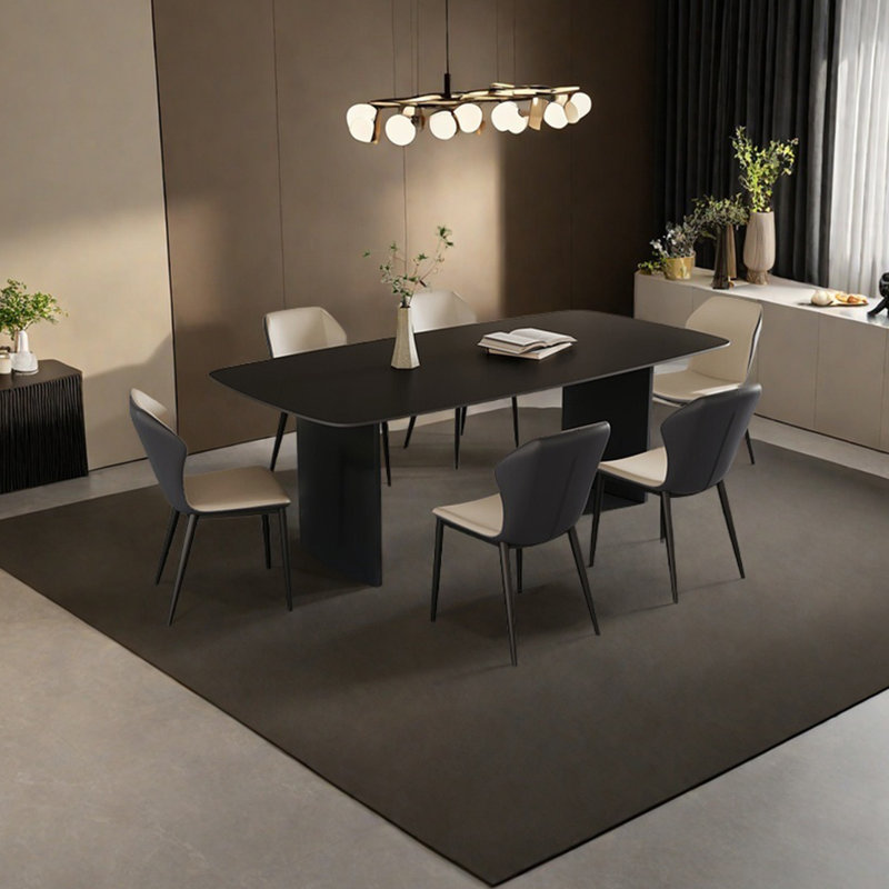 Black Rectangular Dining Table, 29.52"H x 55.11"L x 31.49"W