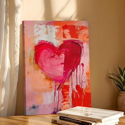 Décoration murale romantique rouge et rouge, cœur l 12 po x H 18 po