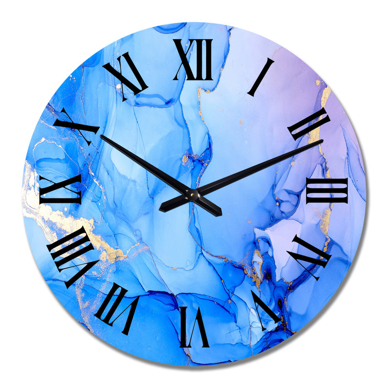 Horloge murale moderne mauve et bleue, Grand