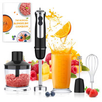 Chefman 300 Watt 2-Speed Hand Blender with Silk Touch Finish and Color  Chrome - Black