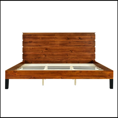 Mid-Century Modern Solid Wood Bed Frame King Size Platform Bed With Six-Piece Headboard Design -  Loon Peak®, 2EAEC0F9770C407E85358483D8A25748