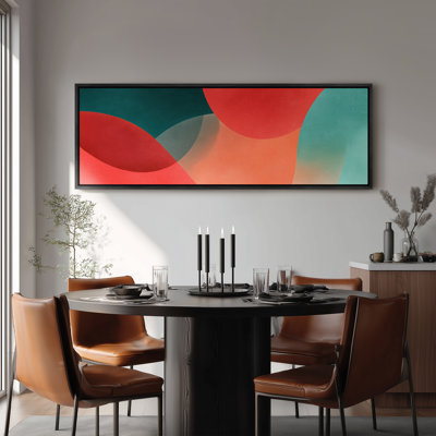 Framed Canvas Wall Art - Minimalist Abstract Curves, Framed Art Print 16"x24", 24"x36"