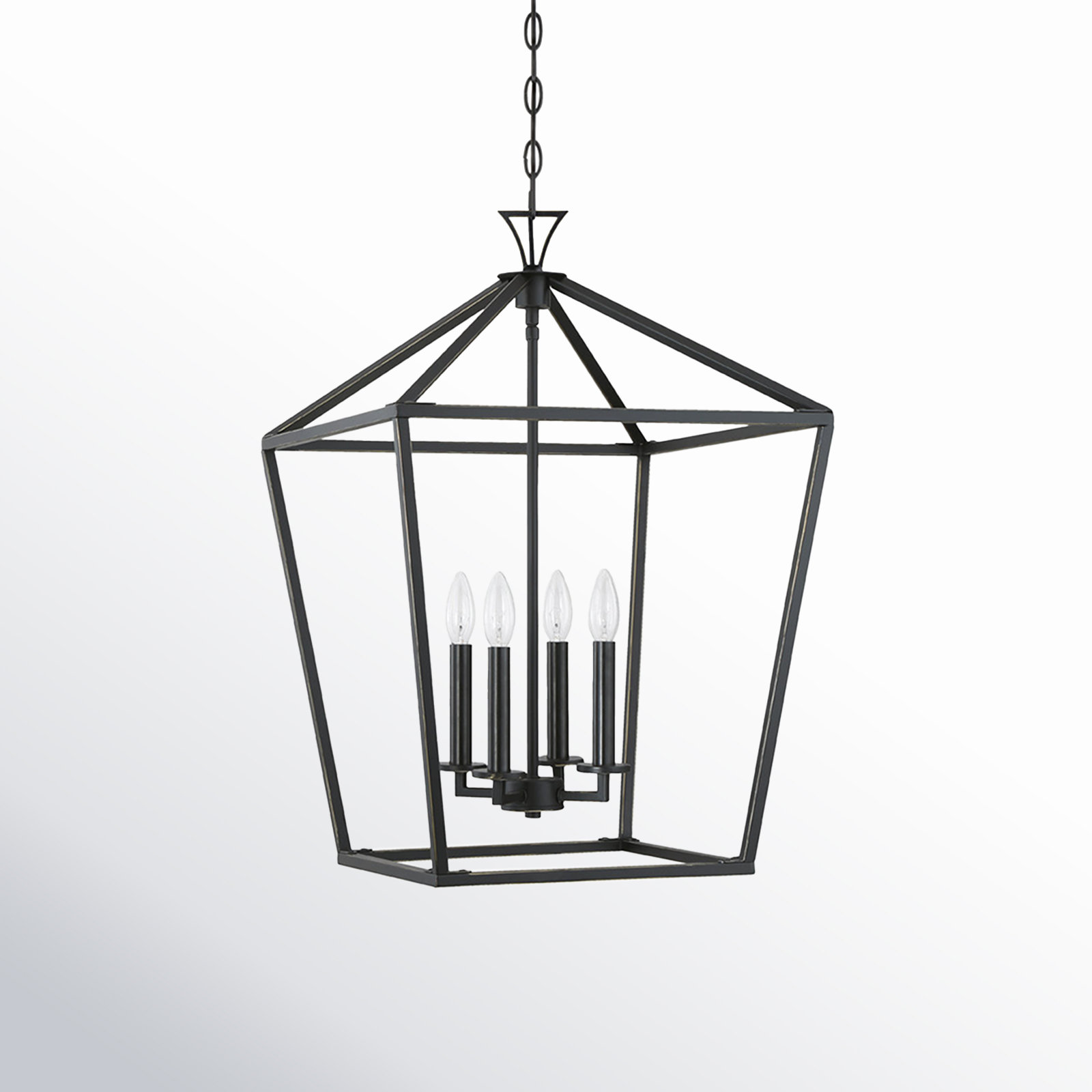 Hastings 4 - Light Lantern Geometric Chandelier, Classic Bronze