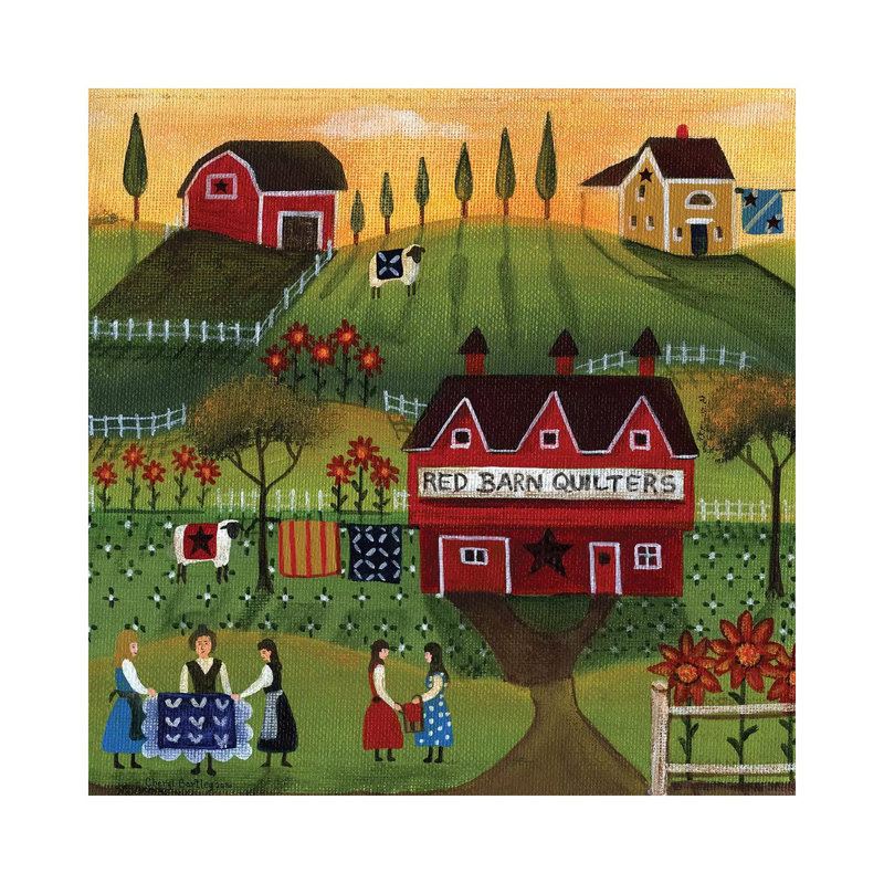 CBT195 Red Barn Quilters 1 Piece Painting on Canvas, 93.98cm H x 93.98cm W x 1.91cm D, Wrapped Canvas
