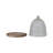 Reclaimed Etched Glass Beehive Shaped Cloche With Mango Wood Base