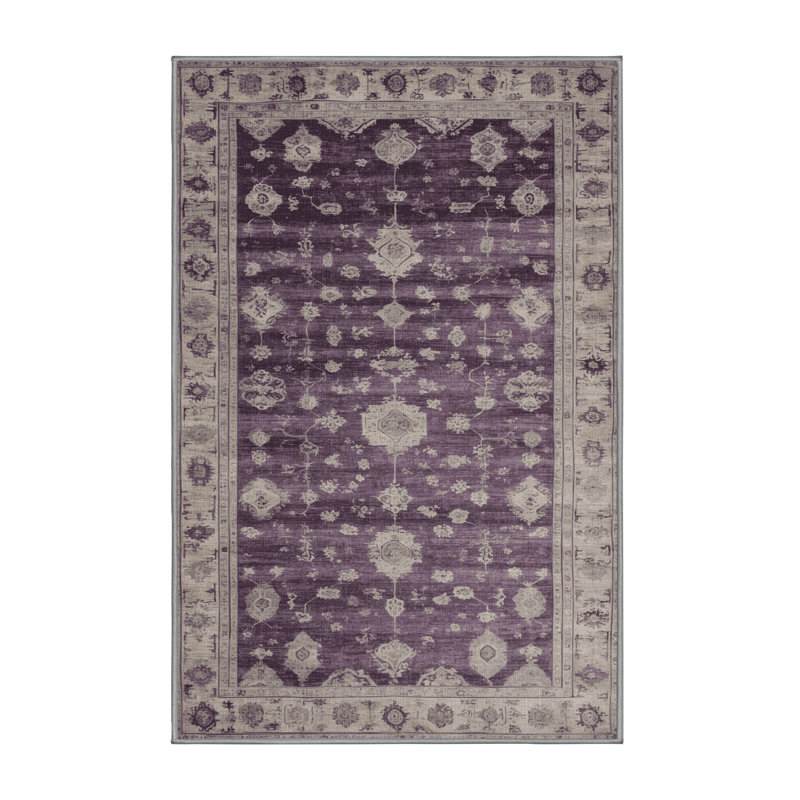 Machine Washable Overdyed Gray Area Rug, Rectangle 7' x 10'