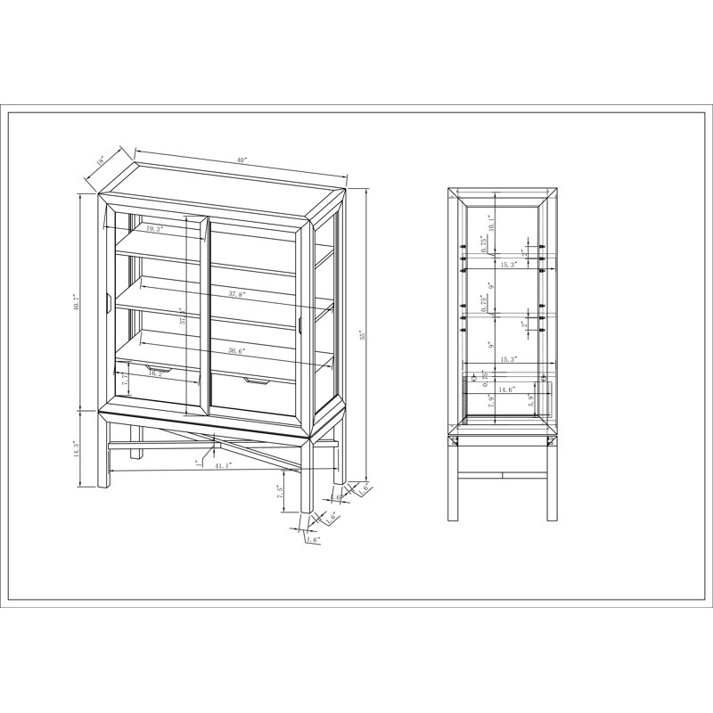Becki Owens x Surya Marin Bookcase, (4 Shelves) 55"H x 40"W x 18"D