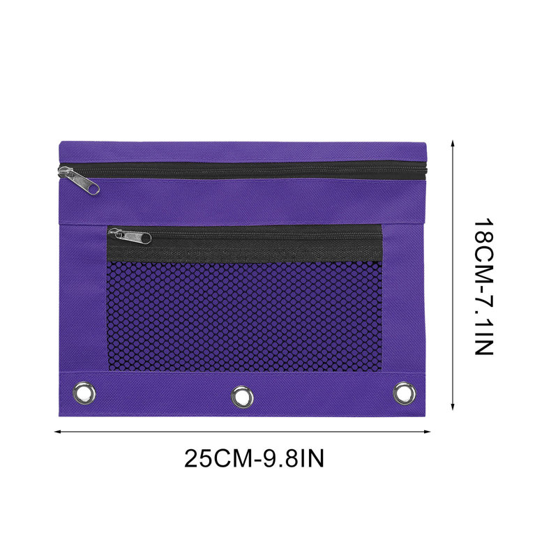 Sac à dos avec sac à dos à oeillets 12 pièces avec trois trous et fermeture à glissière, Purple
