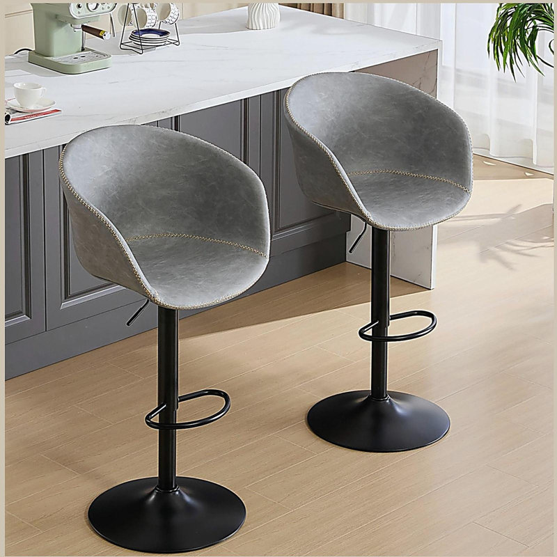 Tabourets de bar pivotants réglables, tabouret de bar rembourré en similicuir moderne