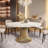 Babbie Round Stone Top Metal Base Dining Table
