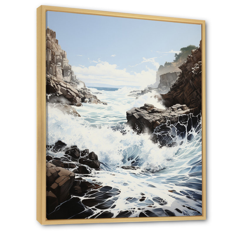 Coastal Waves Rhythmic Coastal I - Décoration murale nautique et plage, H 20 po x l 12 po x P 1 po, Cadre naturel flottant