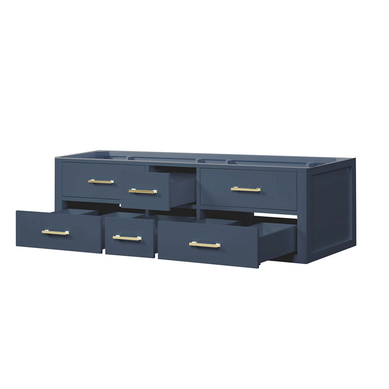 Meuble-lavabo double 60 po X P 22 po D, Doré, Bleu
