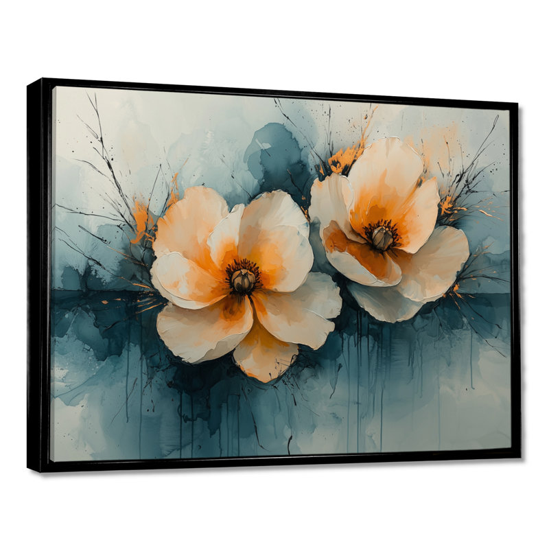 Abstrait aquarelle de pivoines dans la brise I - pivoines, impressions sur toile, 30" H x 40" W, Picture Framed, Black