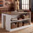 55.12" Sewing Table with Storage Shelves, Rustic Farmhouse Craft Table with Knee Space, Heavy-Duty Hobby Workstation for Home Studio