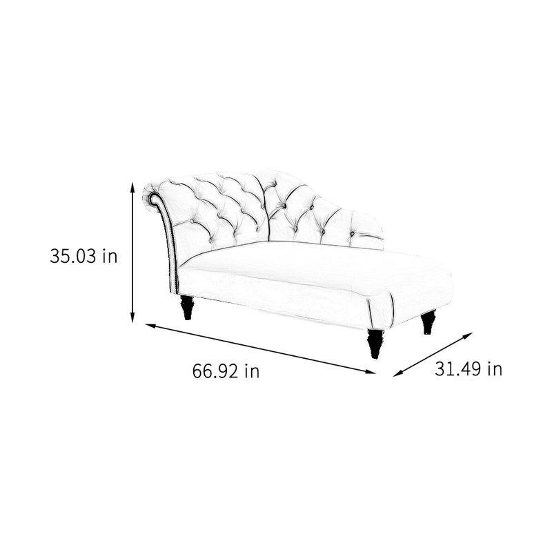 Chaise longue rembourrée élégante et simple de qualité, Accoudoir à gauche (vu de face)