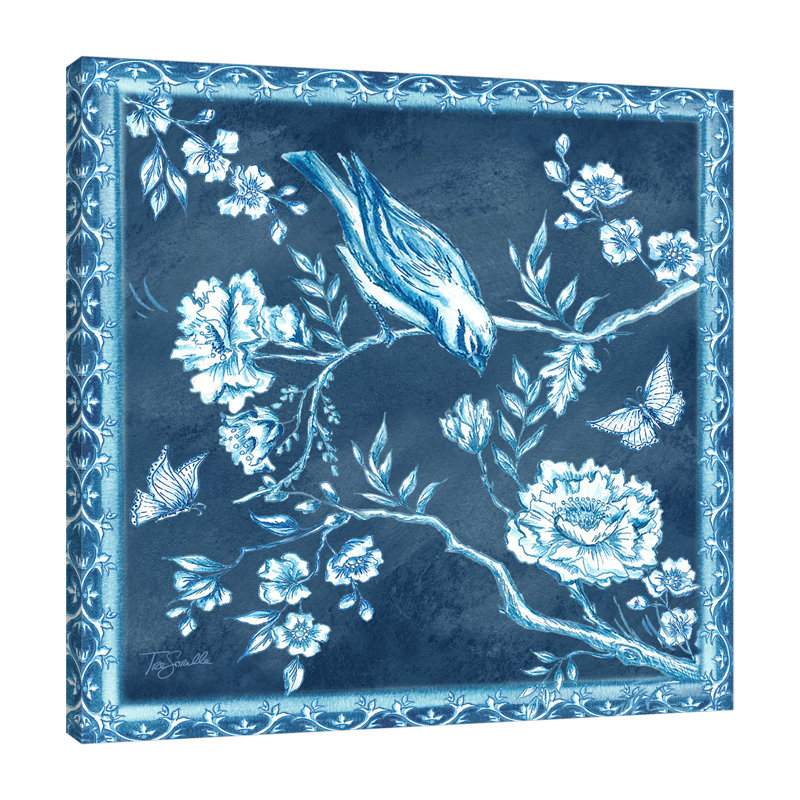 «Chinoiserie Tile Blue I» par Tre Sorelle Studios, art mural sur toile, H 36 po x l 36 po x P 1,5 po
