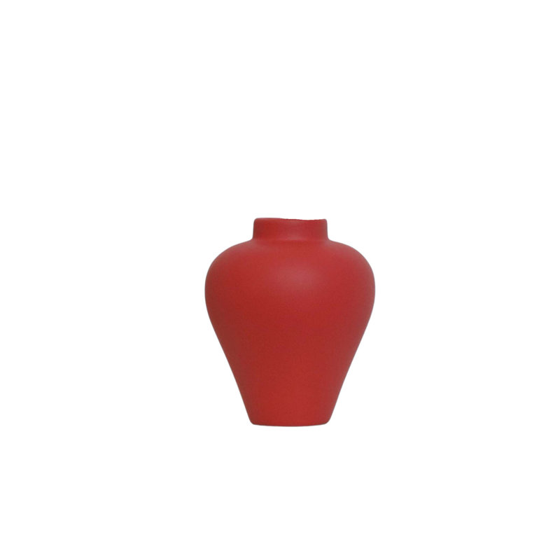 Élégant vase en céramique rouge, 5,3 x 5,3 x 6,5 pouces | 100% céramique de qualité supérieure, parfaite pour la décoration intérieure et les arrangements floraux | Pièce décorative élégante pour le salon, le bureau ou la table de salle à manger