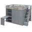 Lit mezzanine avec garde-robe, bureau et tablettes-766893264