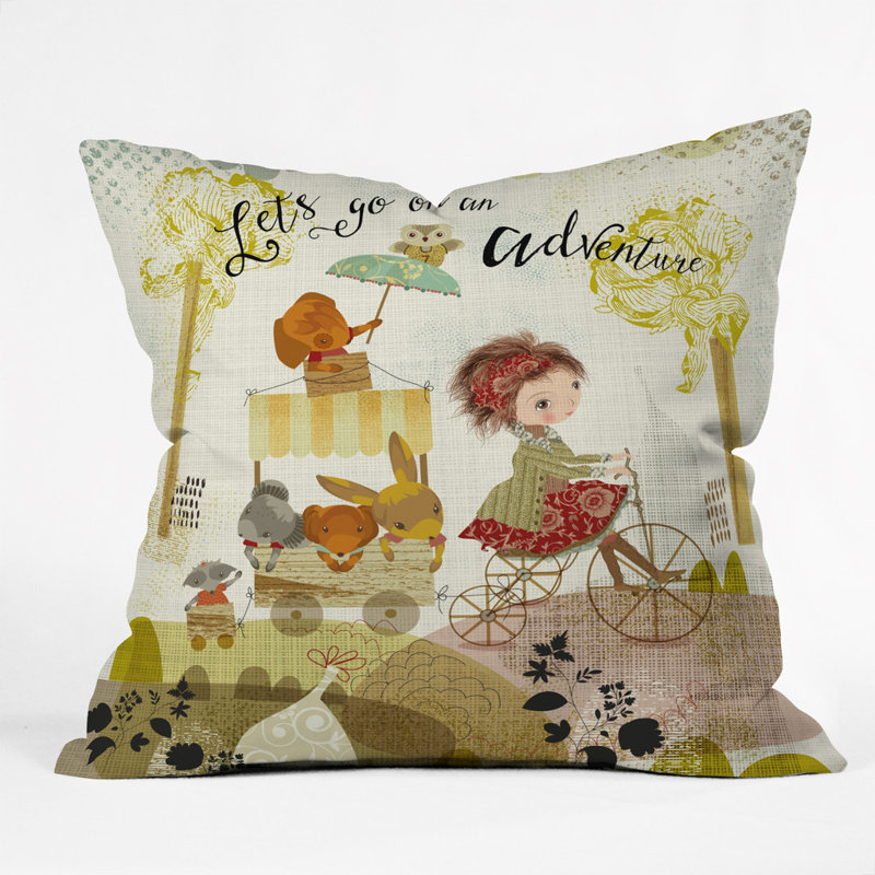 Go On An Adventure Polyester Throw Pillow, 20" x 20"