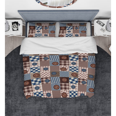 Ensemble de housse de couette designart buttons on squa patchwork