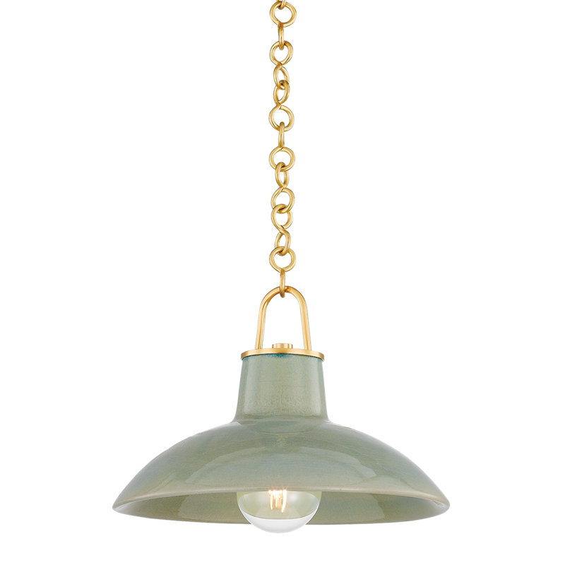 Luminaire suspendu POTTERSVILLE, Laiton, Sarcelle, H 10 po x l 12,5 po x P 12,5 po