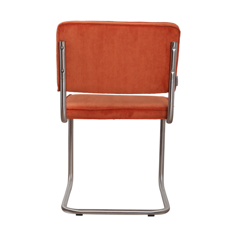 Chaise en porte-à-faux rembourrée en tissu, Orange