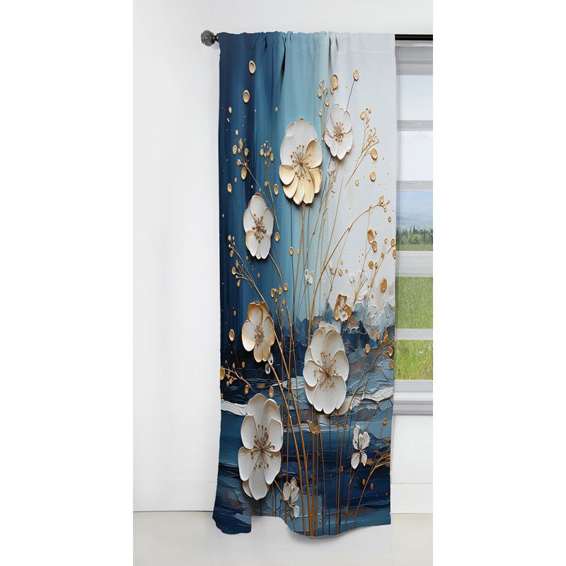 Janae - Rideau à fleurs - Rideau occultant à motif floral - 1 panneau, L 52 po x L 108 po