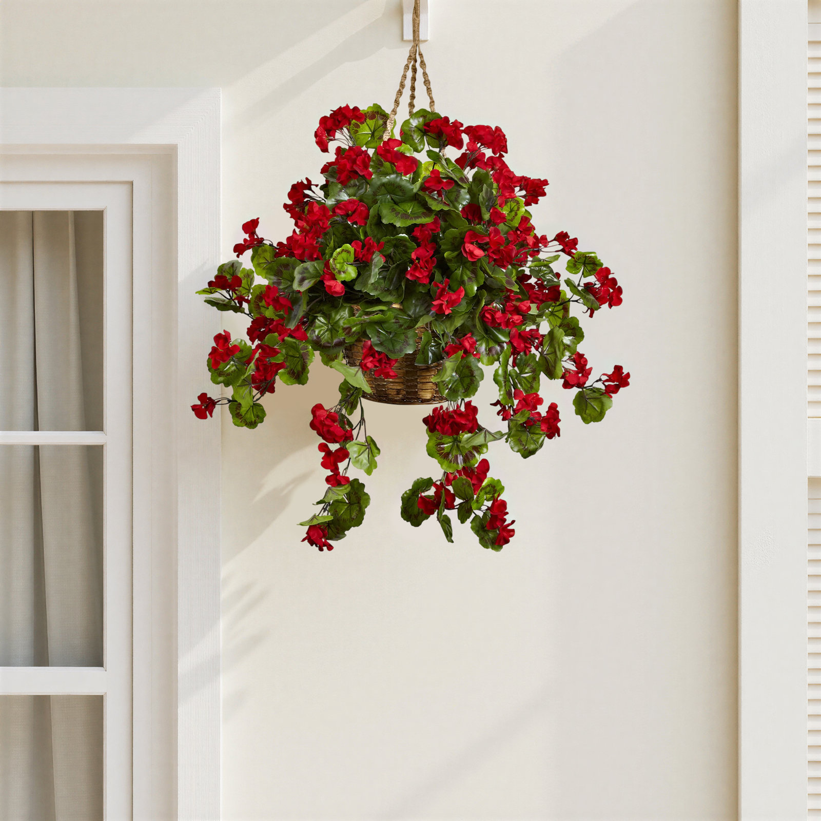 Geranium Hanging Basket UV Resistant (Indoor/Outdoor), Red Green