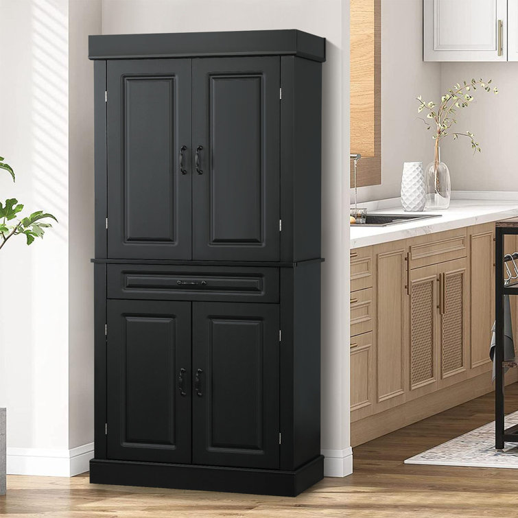 Tall Freestanding Wooden Storage Vanity, Kitchen Pantry, and