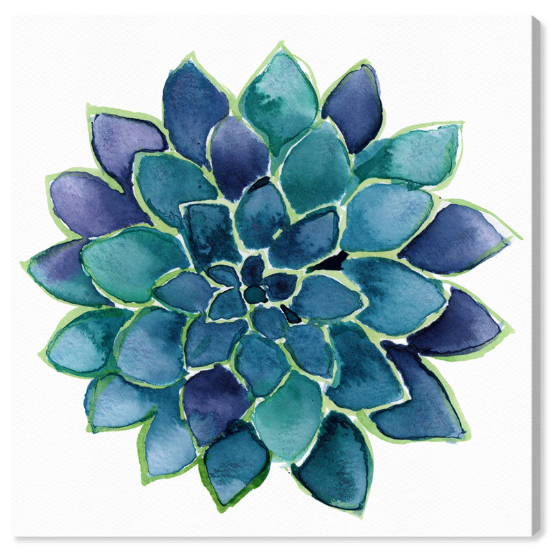 «Succulent Lovers», reproduction d'art sur toile bleue moderne pour plante d'intérieur, H 30 po x l 30 po, Toile tendue