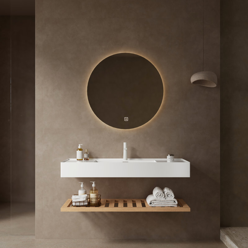 Meuble-lavabo de salle de bain 48 po avec lavabo vasque. Lavabo en acrylique. Rectangulaire blanc. Personnage en bois naturel. Espace de rangement pratique. Installation facile. Installation facile. Installation sans effort