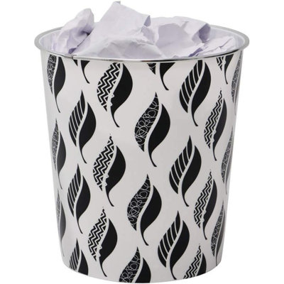 Ocke Plastic Open Waste Bin 2.5L Black And White Recycling Rubbish Bin for Kitchen Bedroom Bathroom