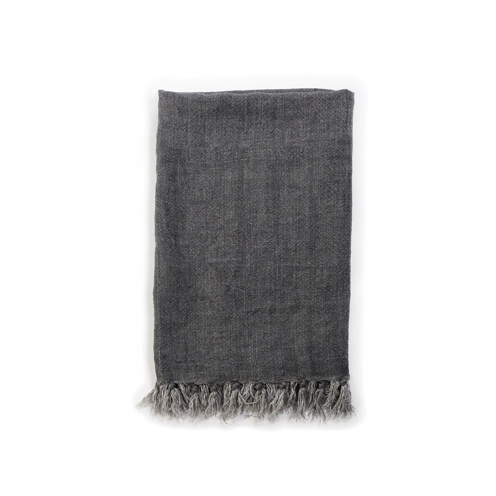 Montauk Linen Hand Woven Throw Blanket, Charcoal, 50" W x 60" L