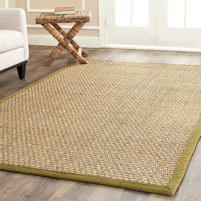 Auckland Bamboo Slat/Seagrass Natural/Olive Area Rug