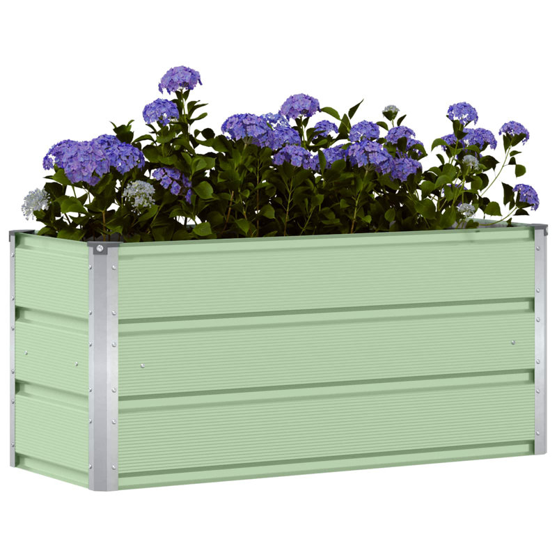 Planter Green Steel 39.37 x 15.75 x 17.72 in Rectangular Outdoor Flower Planter, Green, 15.75" H x 39.37" W x 17.72" D