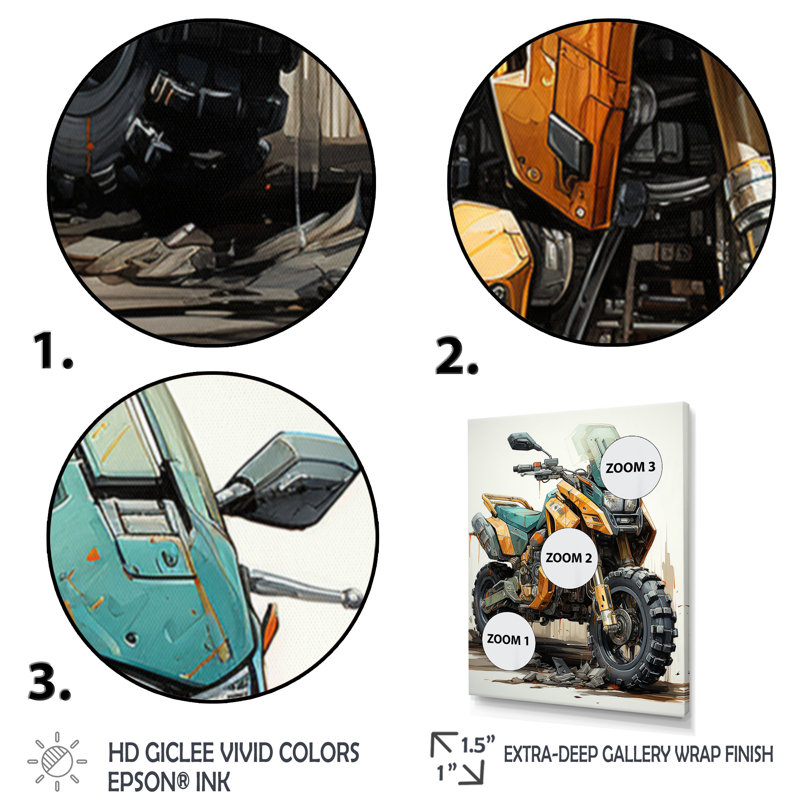 «Damus Scooter Off Road Adventurer III», reproduction sur toile, Toile tendue, H 40 po x l 30 po x P 1,5 po