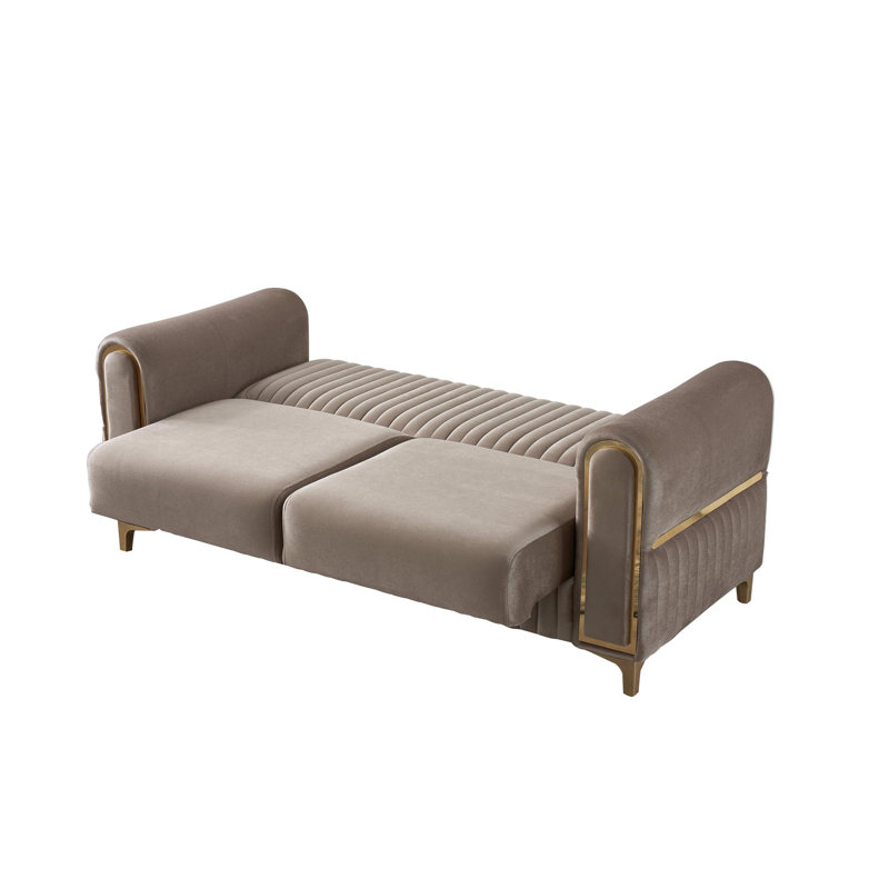 Causeuse convertible Melody, H 32 po x l 68 po x P 33 po, 2, Taupe