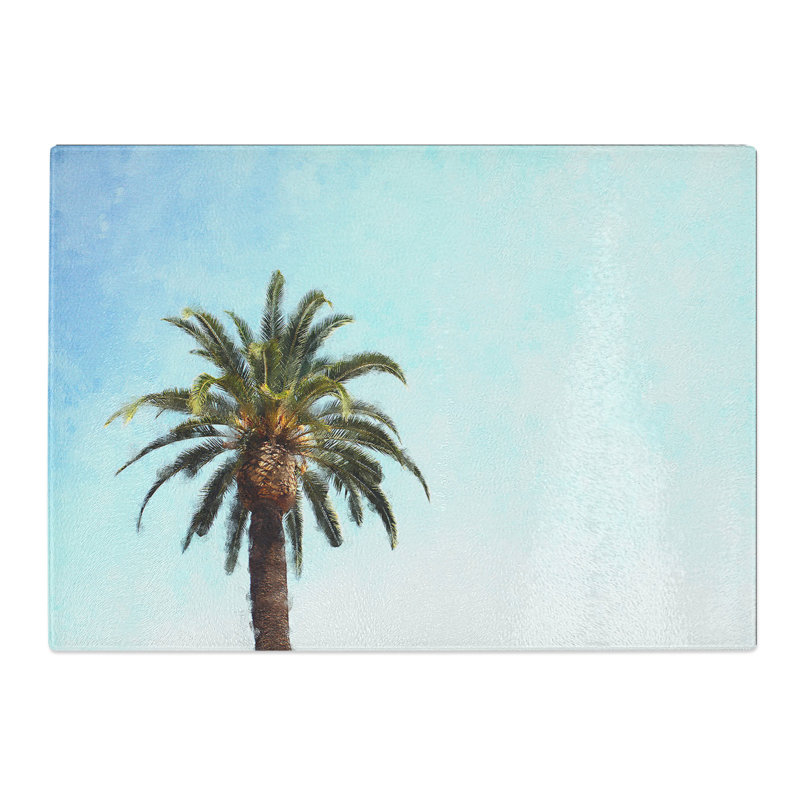 Tempered Glass Lone Palm Tree Chopping Board, 28.5 cm x 39 cm