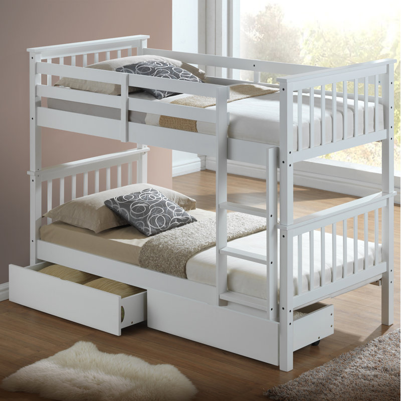 Fincham Bed with Drawers, White