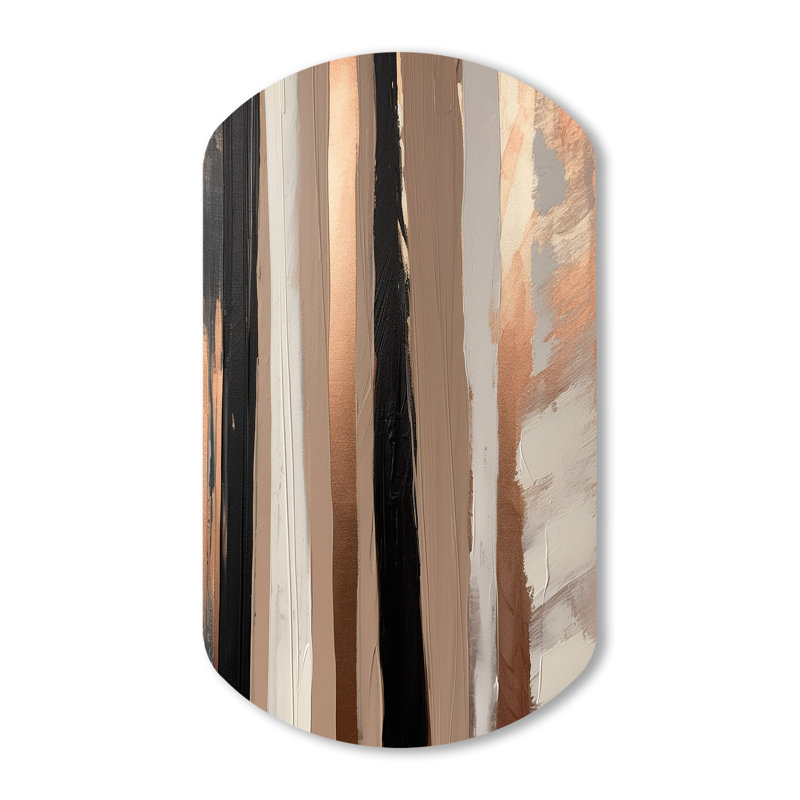 Echeverria - décoration murale cylindrique abstraite, impression d'art asymétrique en métal brun, H 43 po x l 23 po