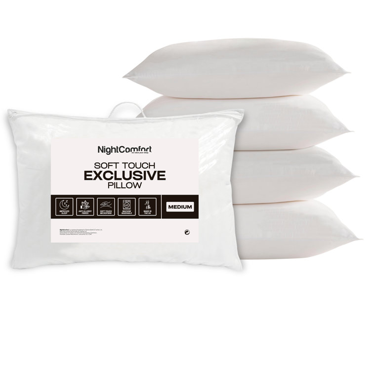 NightComfort Exclusive Collection Microfibre Pillows - Medium Support Pack of 4