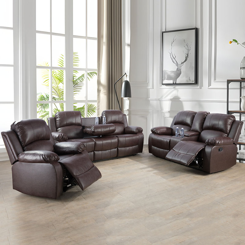Keayon Faux Leather Recliner, Brown Faux Leather