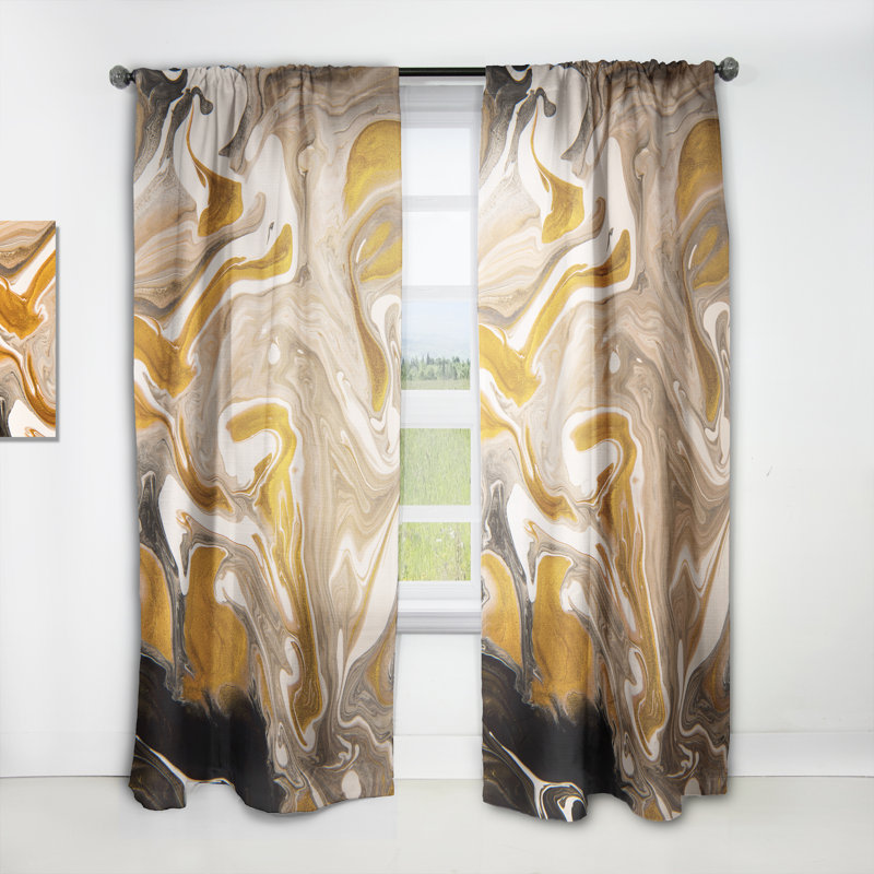 Vague brune avec taches noires et blanches - Rideau moderne - Velours obscurcissant - 1 panneau, L 52 po x L 66 po
