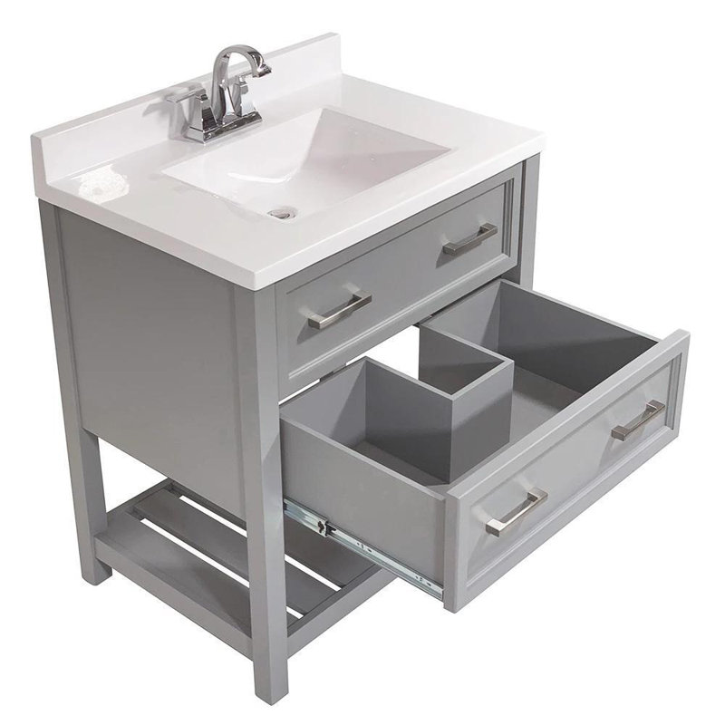 Base de meuble-lavabo simple Aguallo de 31 po seulement, gris